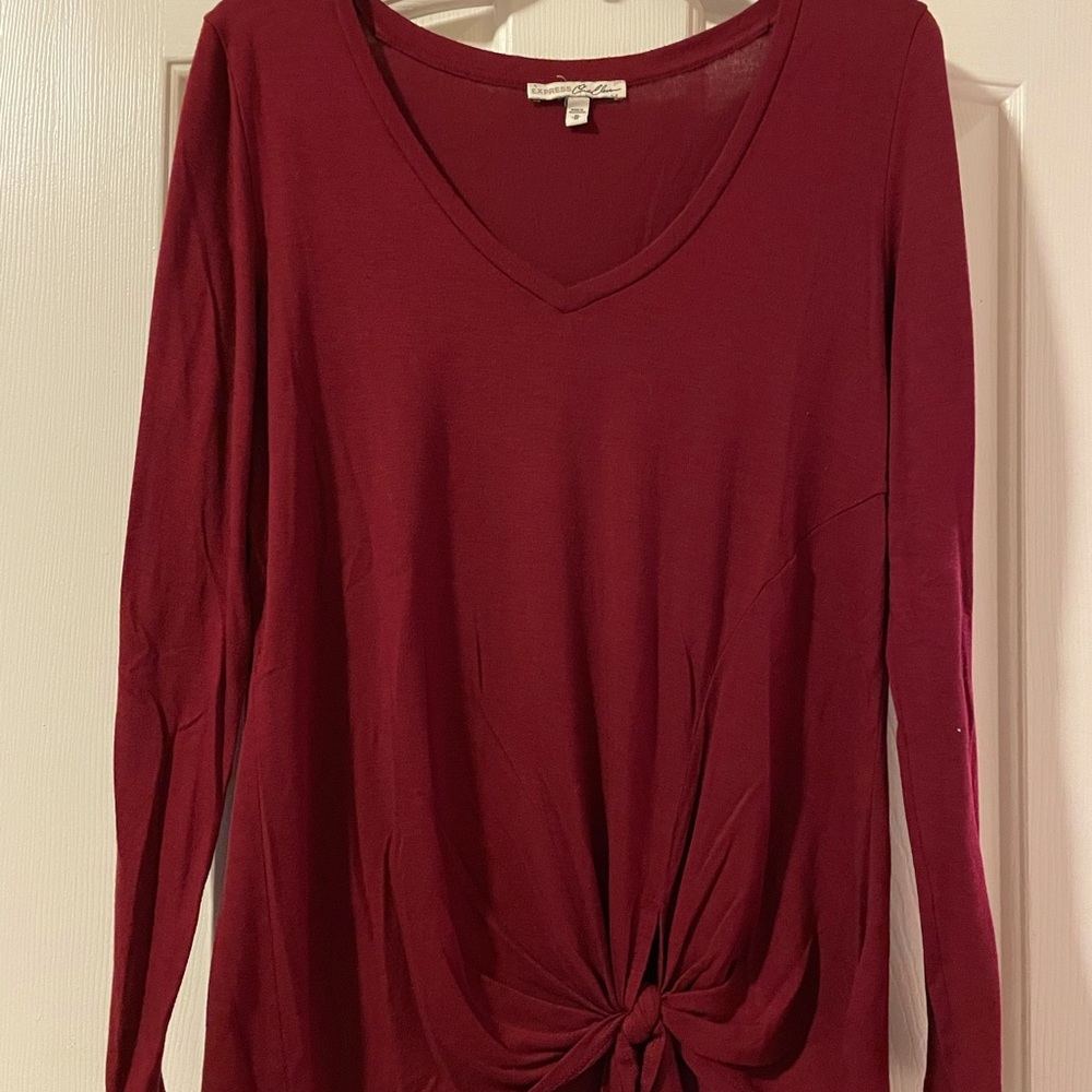 Tie front long sleeve shirt